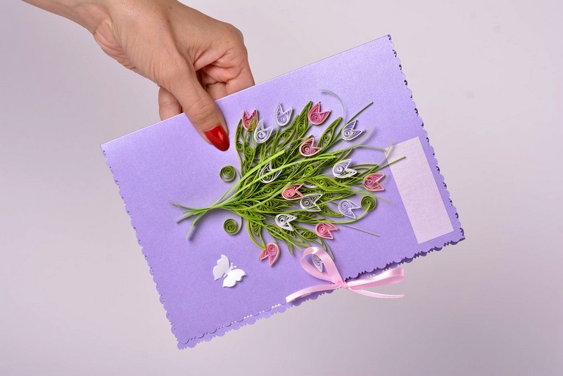 Postcard handmade with bouquet