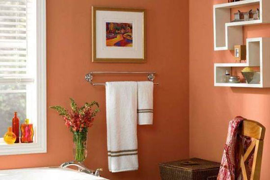 Персиковый цвет в интерьере ванной комнаты