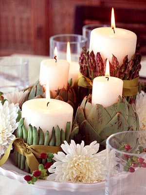 украшение стола цветами и свечами фото10