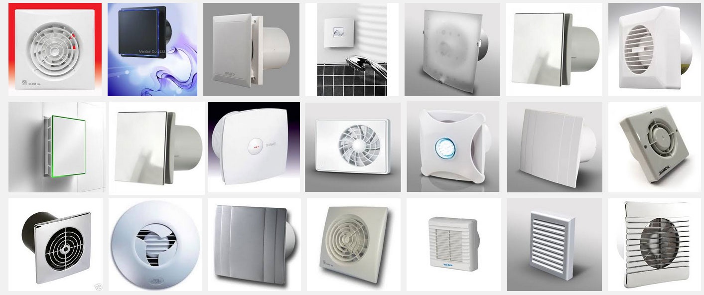 Различные виды вытяжных вентиляторов для ванных комнат