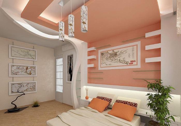 Дизайн потолков гипсокартоном для маленькой комнаты